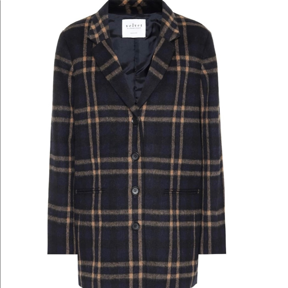 Velvet Graham and Spencer plaid wool-blend coat